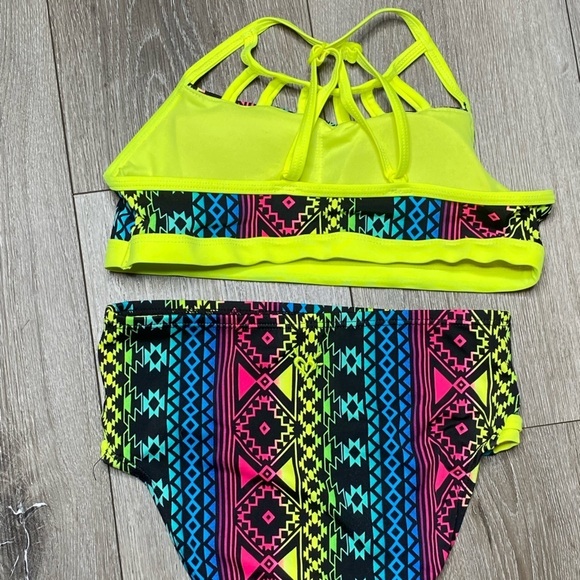 Justice Girl Bikini Top & Bottom Seimsuit Neon Set Size 10 - Picture 13 of 16